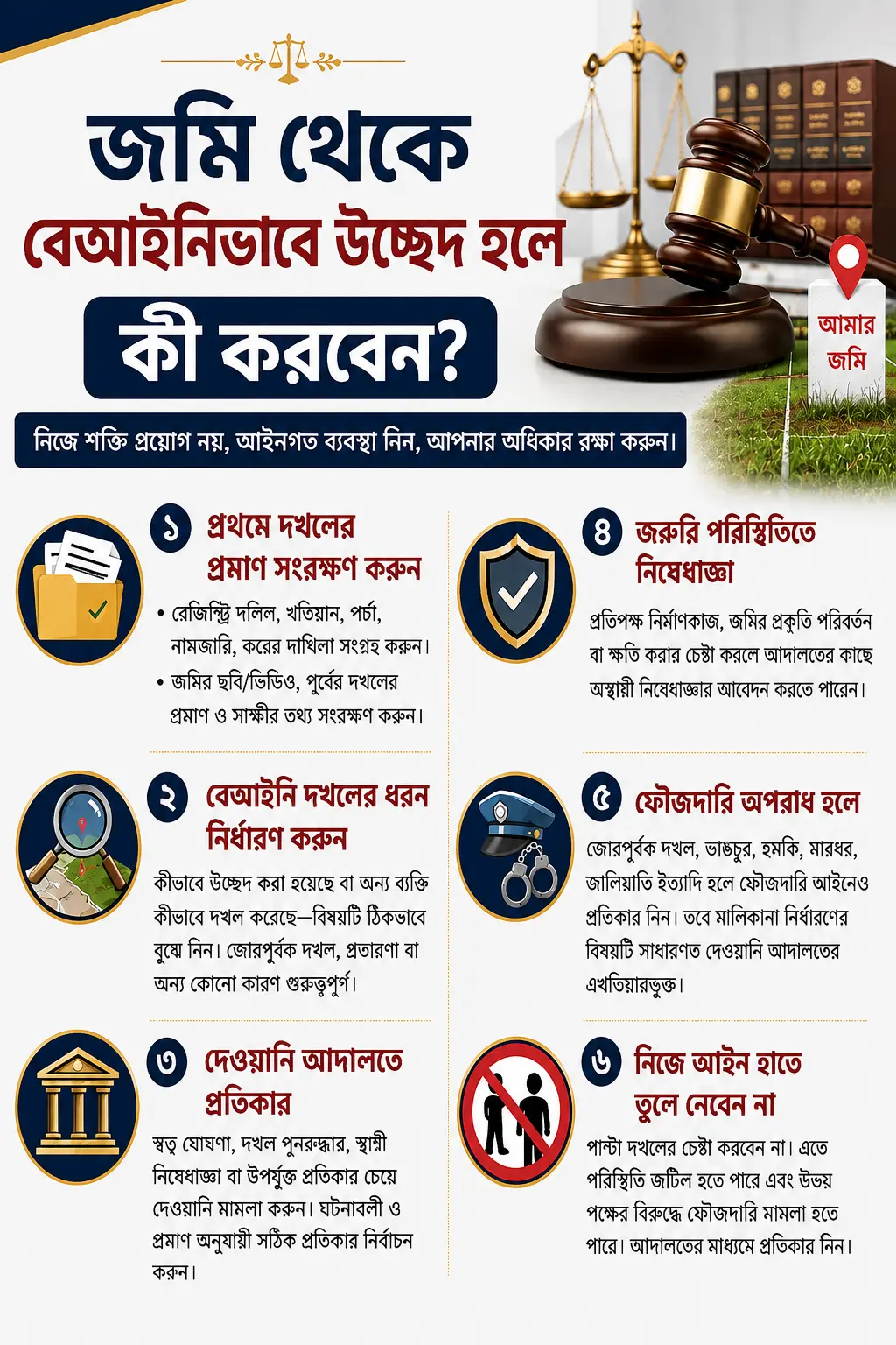 জমি থেকে বে-আইনীভাবে উচ্ছেদ হলে কি করবেন?